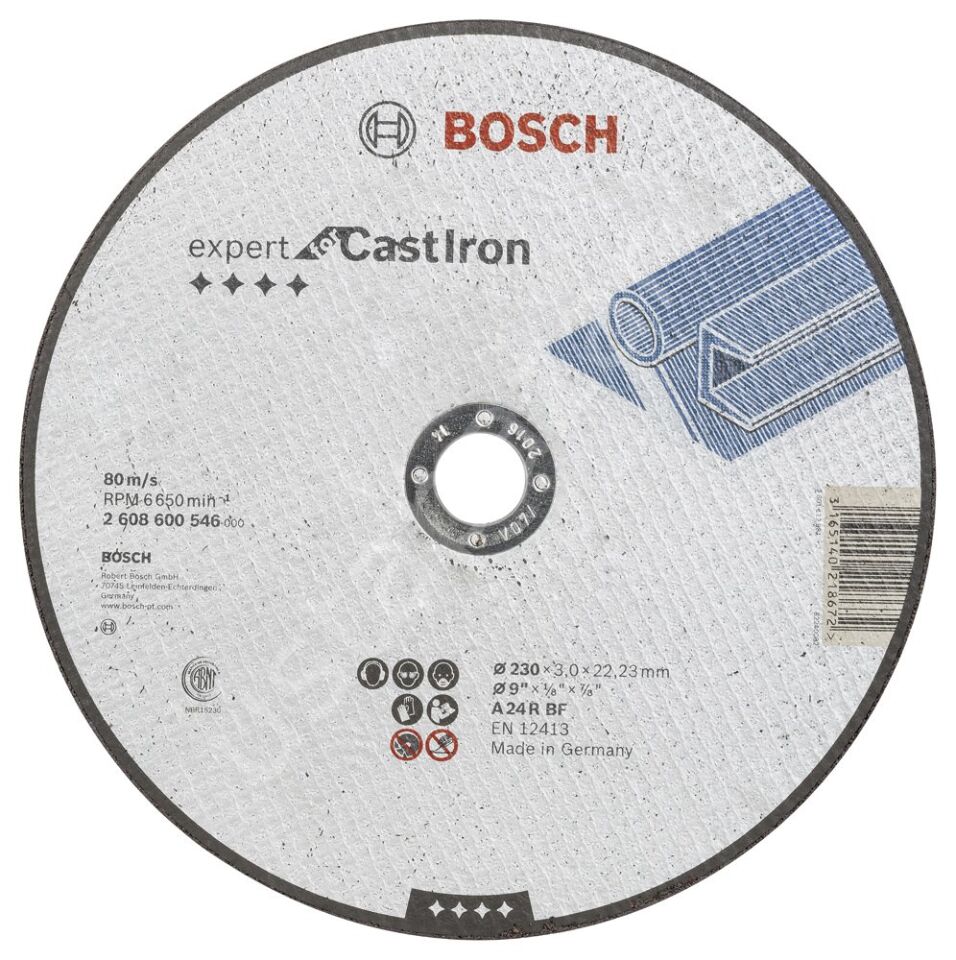 Bosch - 230*3,0 mm Expert Serisi Dökme Demir İçin Düz Kesme Diski (Taş) 2608600546