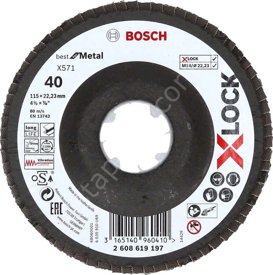 Bosch - X-LOCK - 115 mm 40 Kum Best Serisi Metal Flap Disk 2608619197