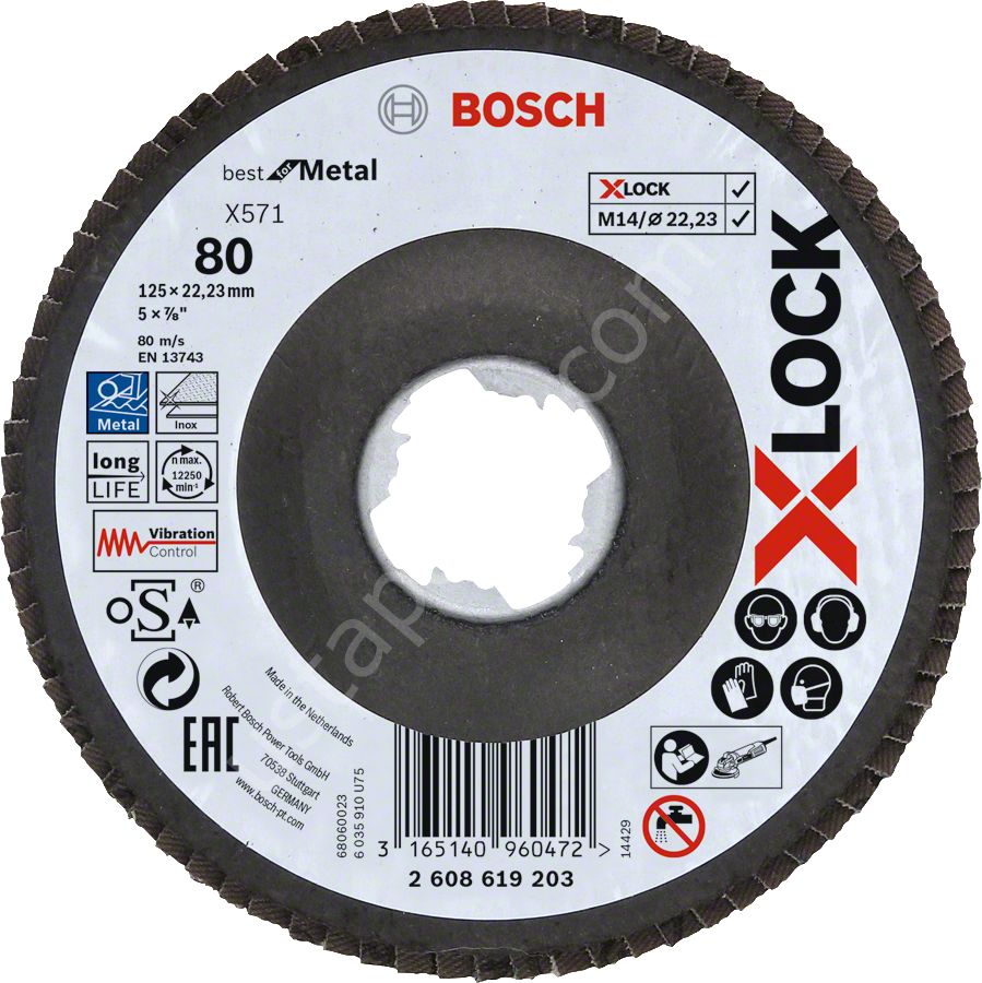 Bosch - X-LOCK - 125 mm 80 Kum Best Serisi Metal Flap Disk 2608619203