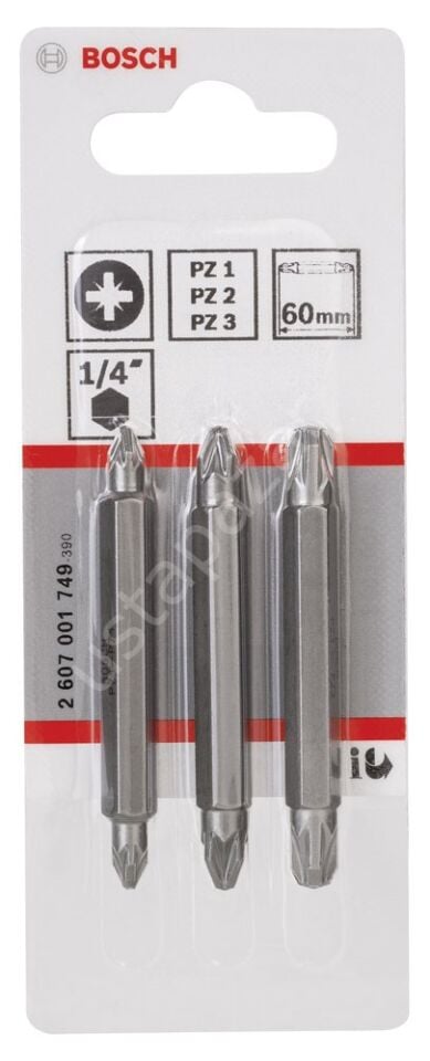 Bosch - Çift Taraflı Vidalama ucu PZ1/2/3*60 mm 3'lü 2607001749
