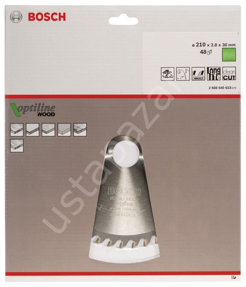 Bosch - Optiline Serisi Ahşap için Daire Testere Bıçağı 210*30 mm 48 Diş 2608640623