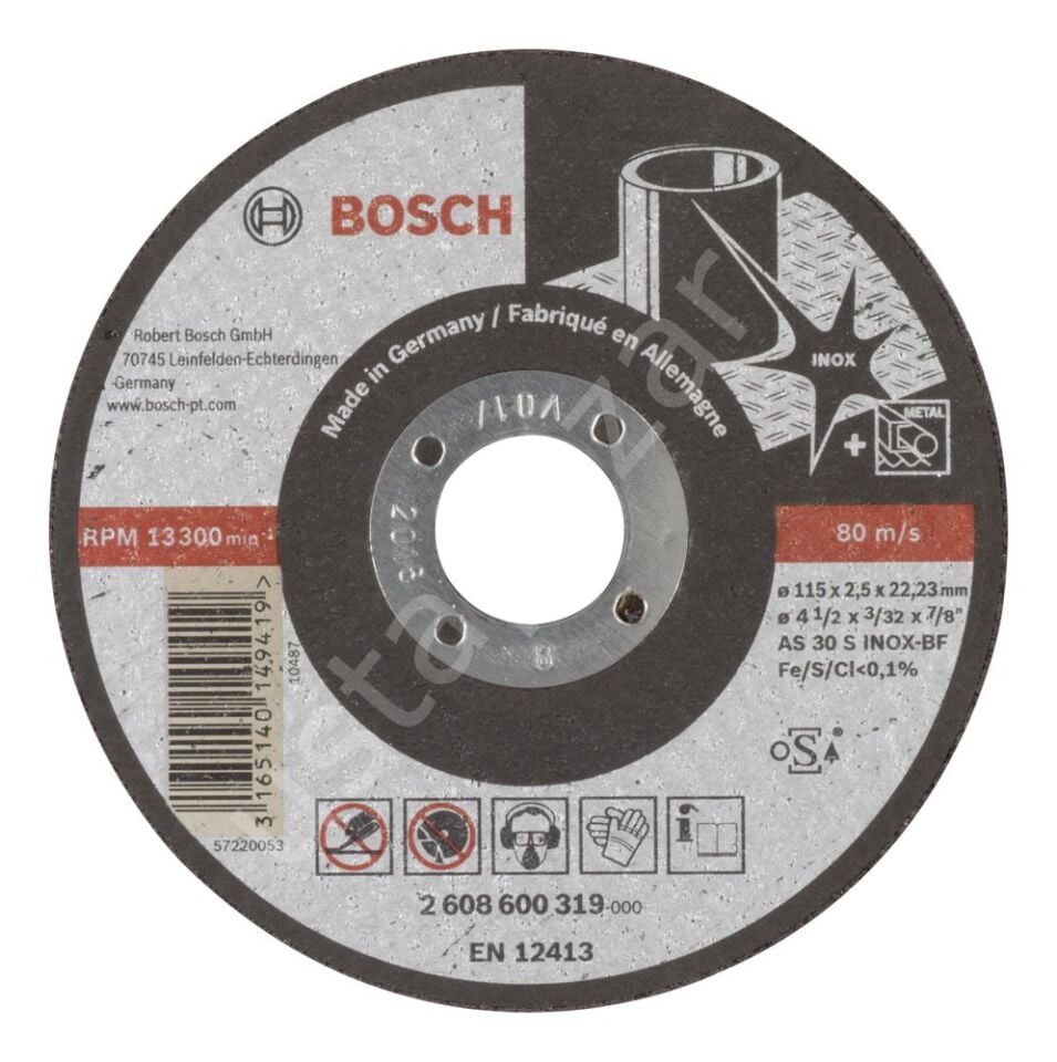Bosch - 115*2,5 mm Expert Serisi Düz Inox (Paslanmaz Çelik) Kesme Diski (Taş) 2608600319