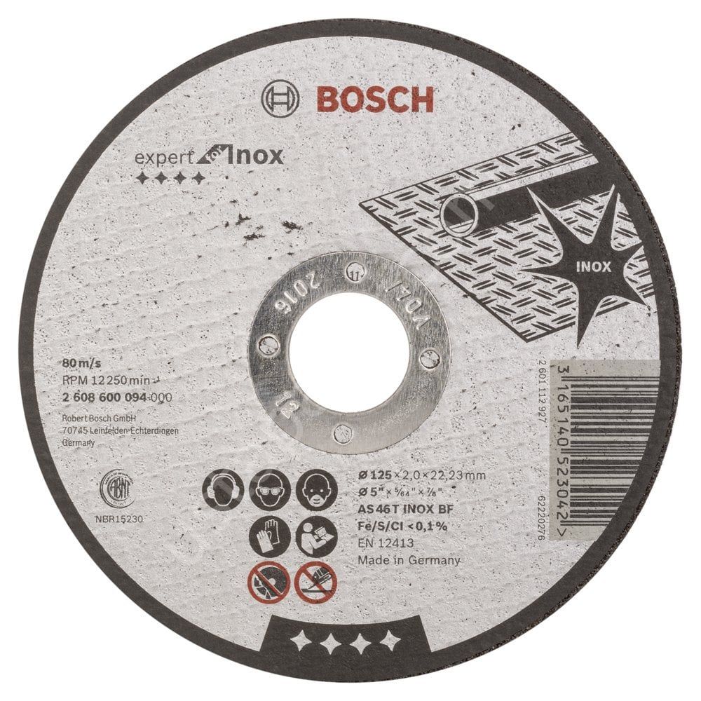 Bosch - 125*2,0 mm Expert Serisi Düz Inox (Paslanmaz Çelik) Kesme Diski (Taş) 2608600094