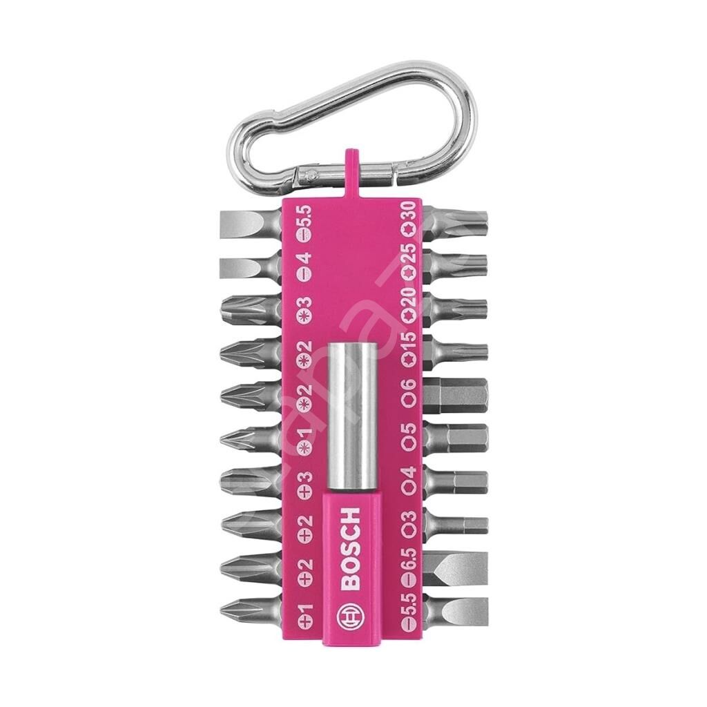 Bosch - 21 Parça Yaylı Kancalı Vidalama(Pembe) 8'li Karton Standlı