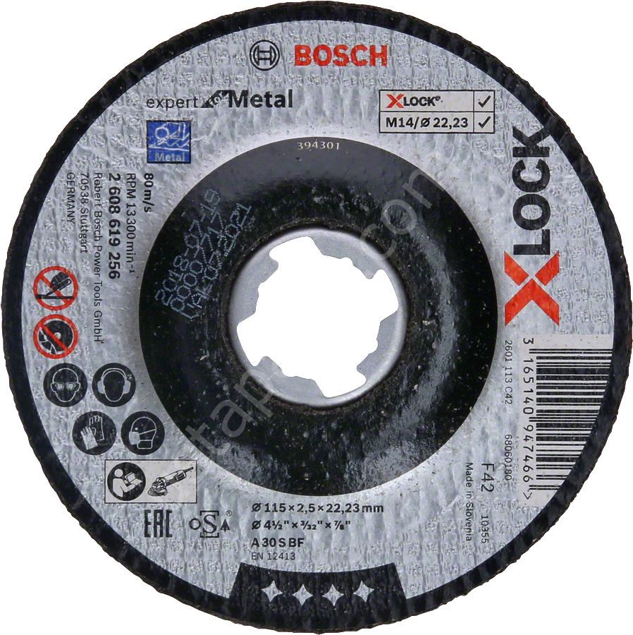 Bosch - X-LOCK - 115*2,5 mm Expert Serisi Bombeli Metal Kesme Diski (Taş) 2608619256