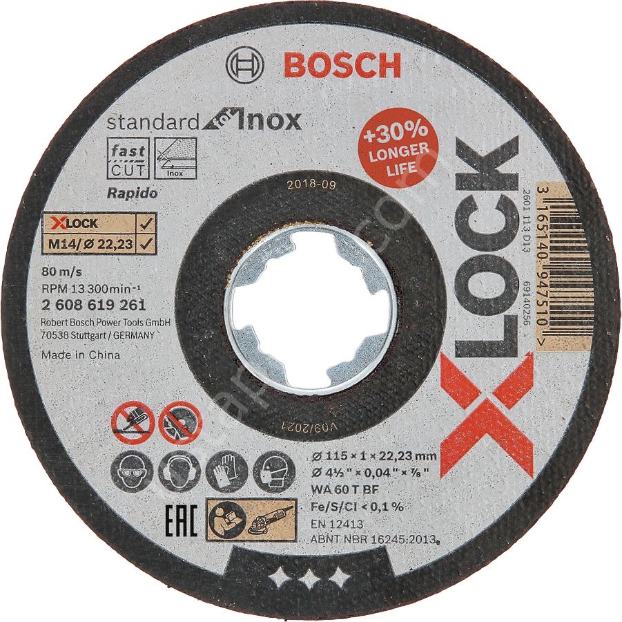 Bosch - X-LOCK - 115*1,0 mm Standard Seri Düz Inox (Paslanmaz Çelik) Kesme Diski (Taş) - Rapido 2608619261