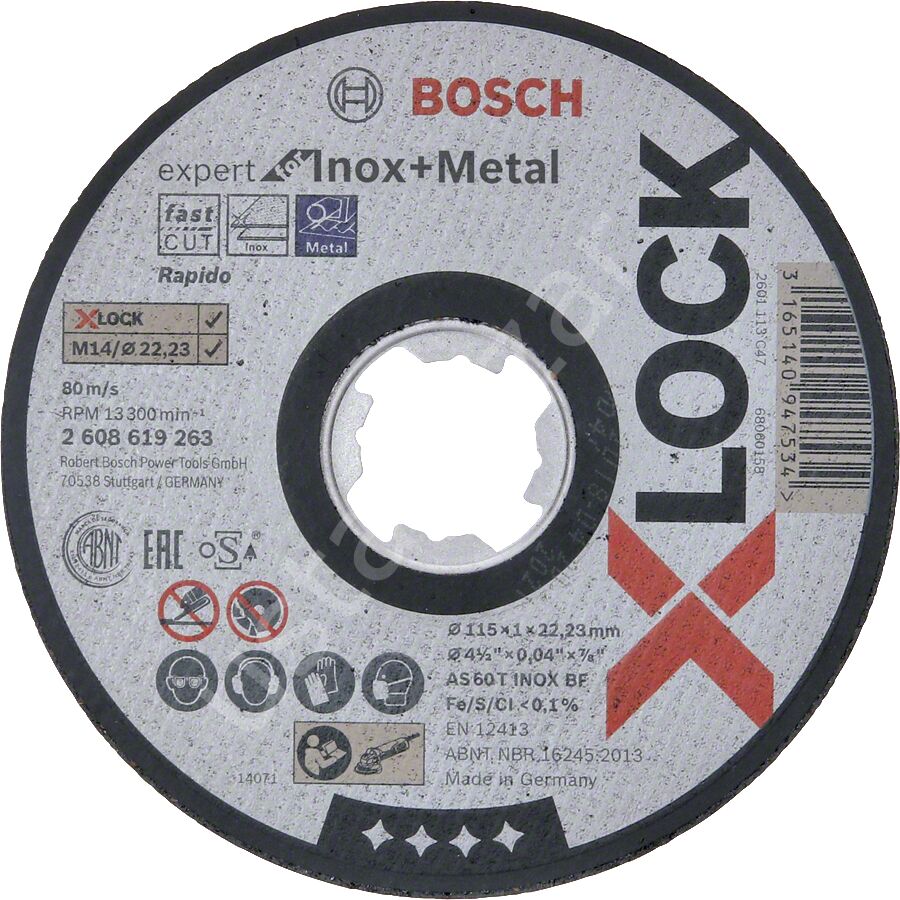 Bosch - X-LOCK - 115*1,0 mm Expert Serisi Düz Inox (Paslanmaz Çelik) Kesme Diski (Taş) - Rapido 2608619263
