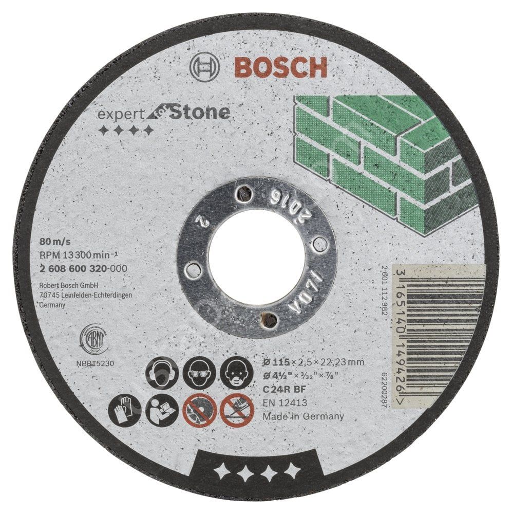 Bosch - 115*2,5 mm Expert Serisi Düz Taş Kesme Diski (Taş) 2608600320