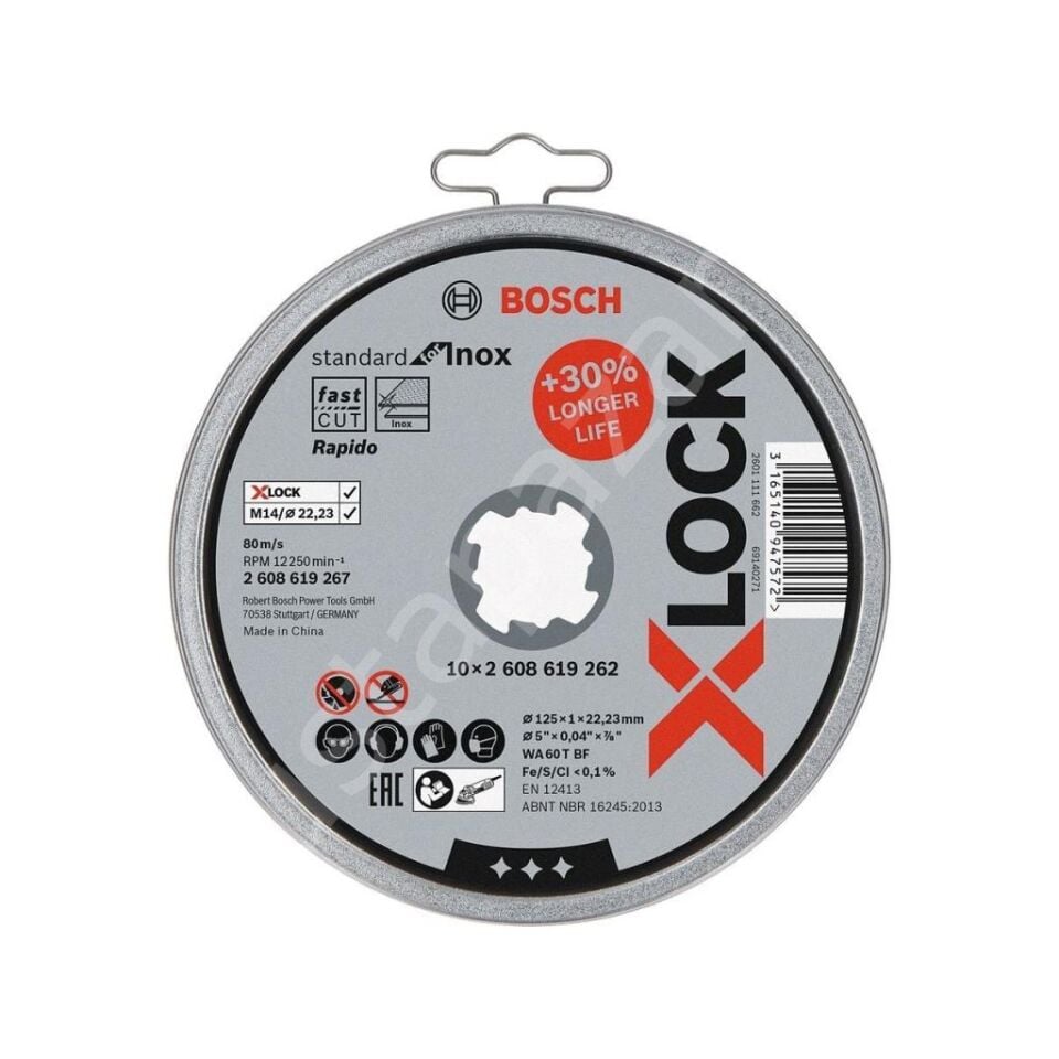 - X-Lock - 125*1,0MM Standard Seri Düz Inox (Paslanmaz Çelik) Kesme Diski (Taş) - Rapido 10'lu 2608619267