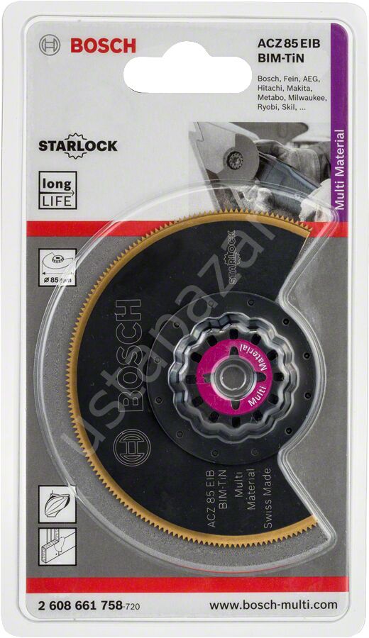 Bosch - Starlock - ACZ 85 EIB - BIM-TIN Çoklu Malzeme İçin Segman Testere Bıçağı, Bombeli 1'li 2608661758
