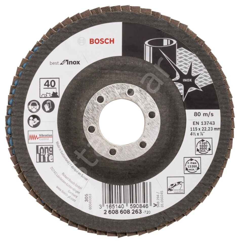 Bosch - 115 mm 40 Kum Best Serisi Inox Flap Disk 2608608263