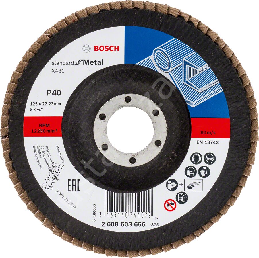 Bosch - 125 mm 40 Kum Standard Seri AlOX Flap Disk 2608603656