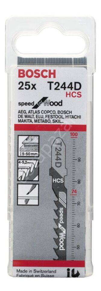 Bosch - Hızlı Kesim Serisi Ahşap İçin T 244 D Dekupaj Testeresi Bıçağı - 25'Li Paket 2608633626