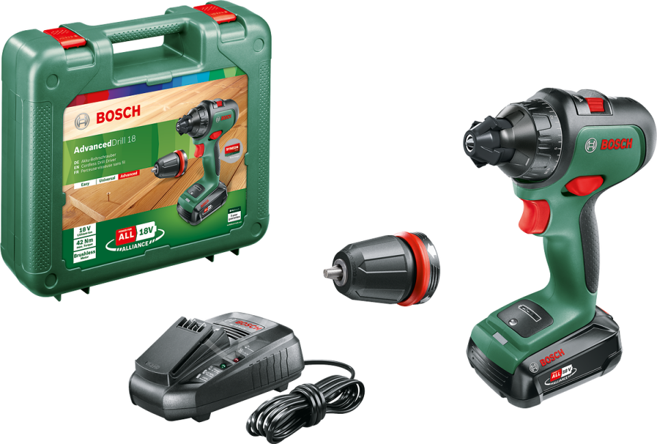 Bosch AdvancedDrill 18 Çift Akülü Delme Vidalama Makinesi 18V (2 x 2,5 Ah) + Şarj Cihazı AL 1830 CV 06039B5005