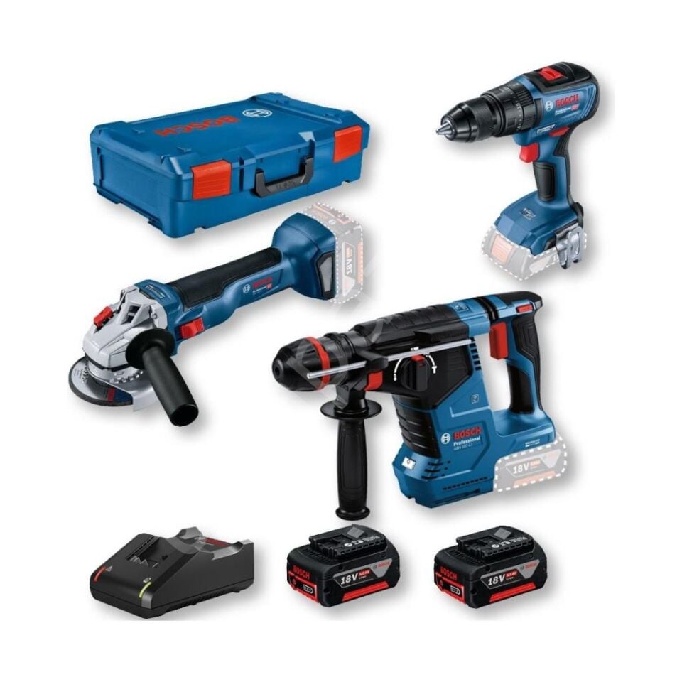 Bosch Professional GBH 187 + GWS 18V-10 + GSR 18V-50 Vidalama Kırıcı Taşlama Seti - 0615990N42