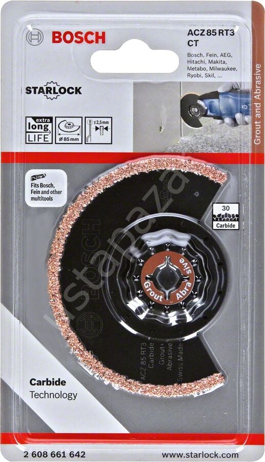 Bosch - Starlock - ACZ 85 RT3 - Carbide RIFF Zımpara Uçlu Segman Testere Bıçağı 30 Kum Kalınlığı 1'li 2608661642