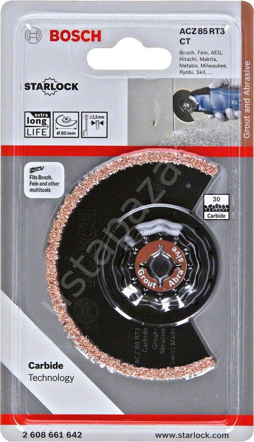 Bosch - Starlock - ACZ 85 RT3 - Carbide RIFF Zımpara Uçlu Segman Testere Bıçağı 30 Kum Kalınlığı 1'li 2608661642