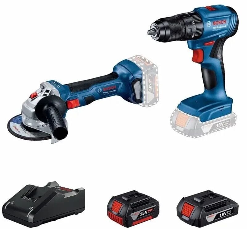 Bosch Professional GWS 180-LI + GSB 185-LI 18V Akülü Vidalama 2+4 Ah Çift Akü Set - 06019H9026