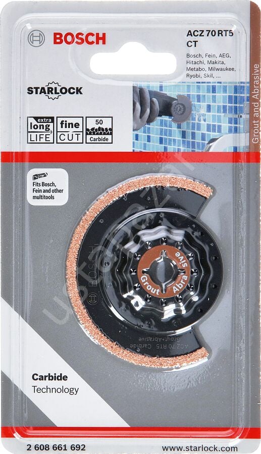 Bosch - Starlock - ACZ 70 RT5 - Carbide RIFF Zımpara Uçlu Dar Kesim Segman Testere Bıçağı 50 Kum Kalınlığı 1'li 2608661692