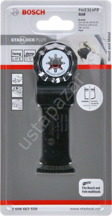 Bosch - Starlock Plus - PAIZ 32 APB - BIM Ahşap ve Metal İçin Daldırmalı Testere Bıçağı 1'li 2608662558