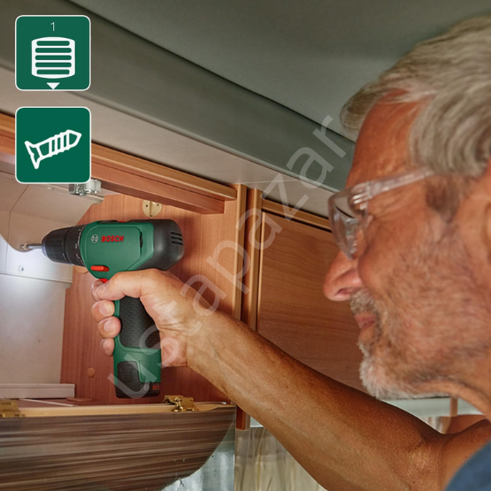 Bosch EasyDrill 1200 Akülü Delme Vidalama Makinesi + GAL 1210 CV + Aksesuar Seti (Çift Akülü) 06039D3007