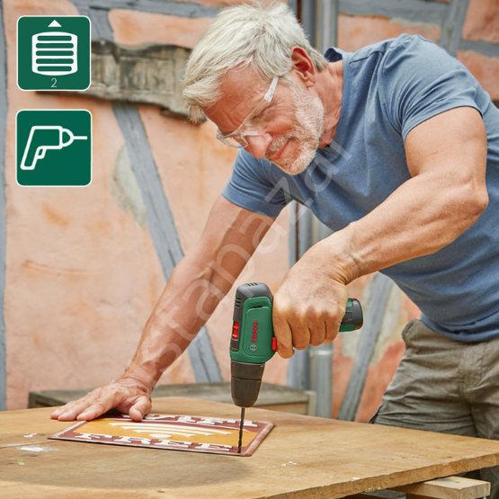 Bosch EasyDrill 1200 Akülü Delme Vidalama Makinesi + GAL 1210 CV + Aksesuar Seti (Çift Akülü) 06039D3007