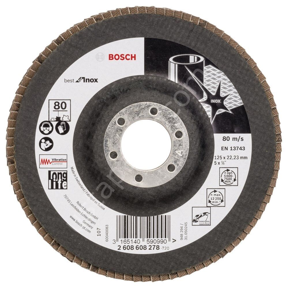 Bosch - 125 mm 80 Kum Best Serisi Inox Flap Disk 2608608278