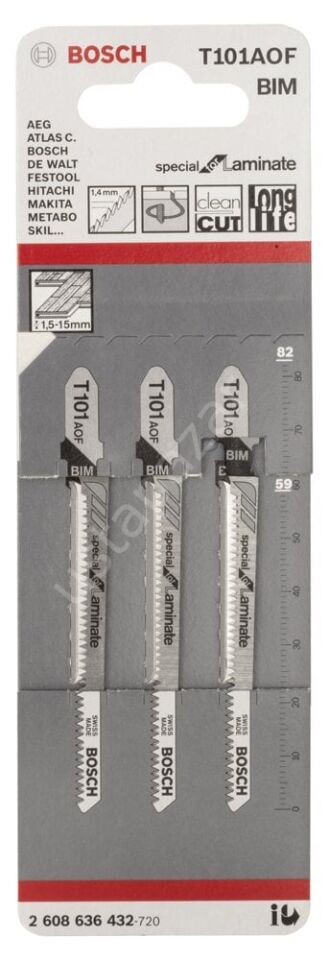 Bosch - Special Serisi Laminant İçin Özel T 101 AOF Dekupaj Testeresi Bıçağı - 3'Lü Paket 2608636432