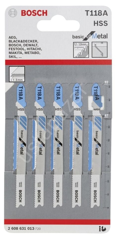 Bosch - Ekonomik Seri Metal İçin T 118 A Dekupaj Testeresi Bıçağı - 5'Li Paket 2608631013
