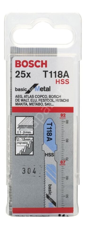 Bosch - Ekonomik Seri Metal İçin T 118 A Dekupaj Testeresi Bıçağı - 25'Li Paket 2608638470