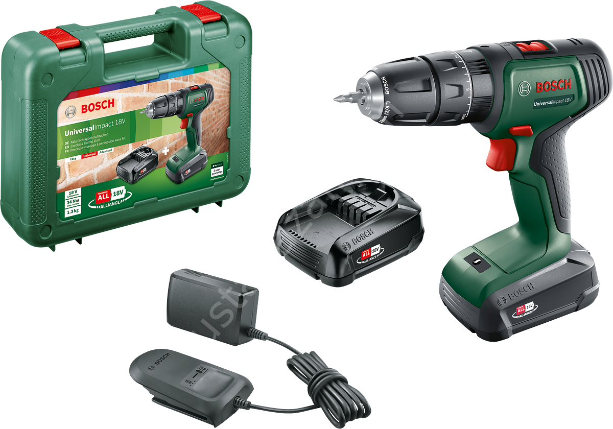 Bosch UniversalImpact 18 Çift Akülü Darbeli Delme Vidalama Makinesi (2 x 1,5Ah) 06039D4102