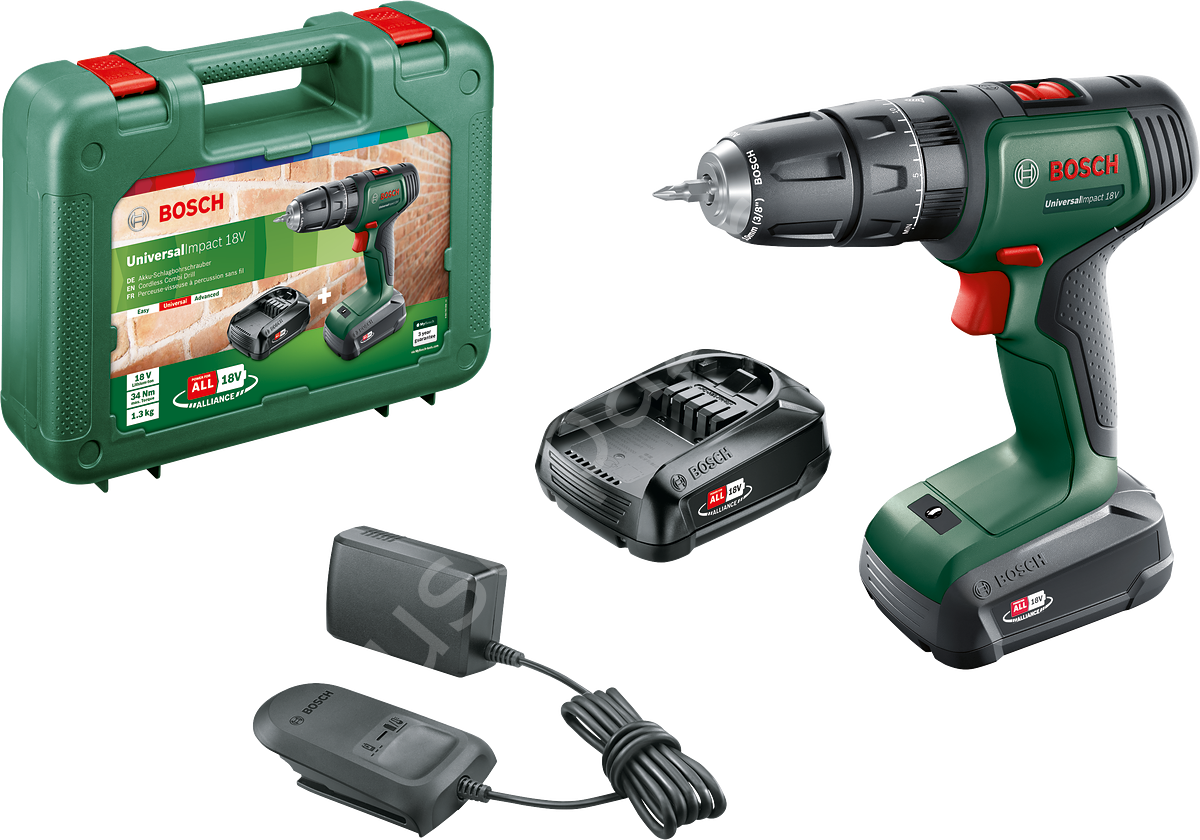 Bosch UniversalImpact 18 Çift Akülü Darbeli Delme Vidalama Makinesi (2 x 1,5Ah) 06039D4102