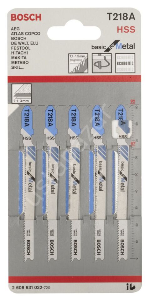 Bosch - Ekonomik Seri Metal İçin T 218 A Dekupaj Testeresi Bıçağı - 5'Li Paket 2608631032
