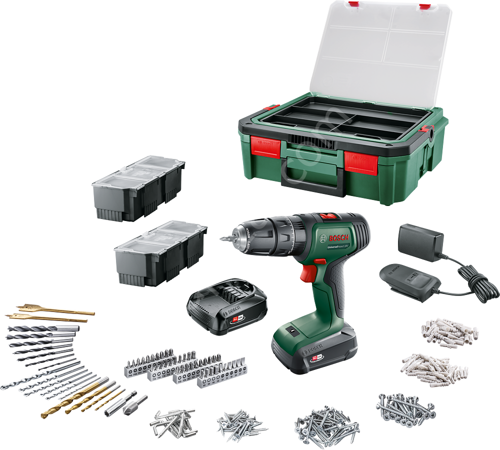 Bosch UniversalImpact 18V (2x1,5 Ah) Akülü Darbeli/Delme Vidalama Makinesi + 241 parça set + Systembox S 06039D4103