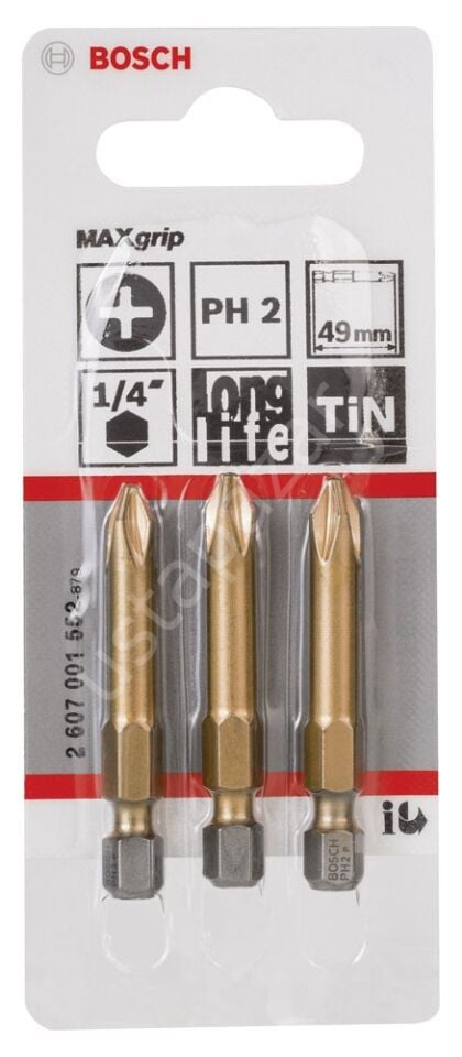 Bosch - Max Grip Serisi Vidalama Ucu PH2*49 mm 3'lü 2607001552