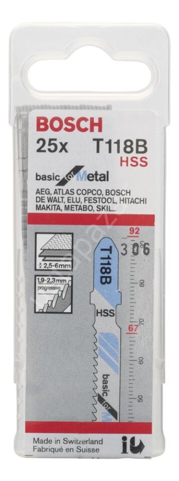 Bosch - Ekonomik Seri Metal İçin T 118 B Dekupaj Testeresi Bıçağı - 25'Li Paket 2608638471