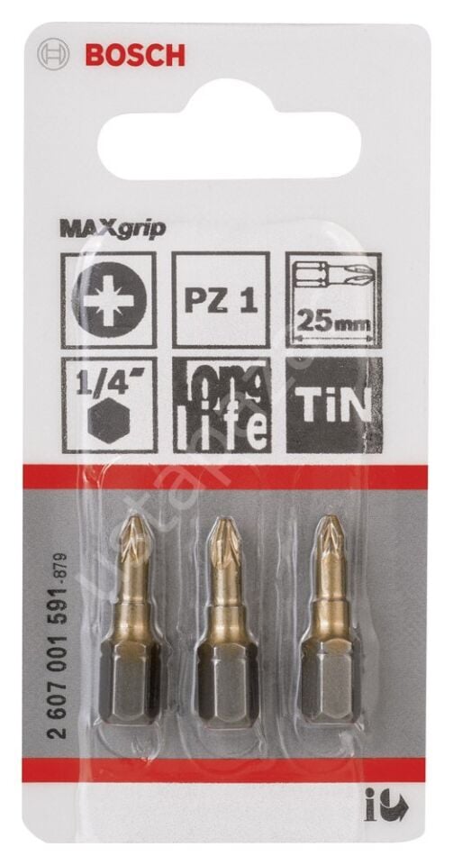 Bosch - Max Grip Serisi Vidalama Ucu PZ 1*25 mm 3'lü 2607001591
