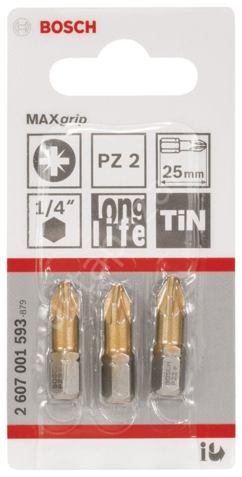 Bosch - Max Grip Serisi Vidalama Ucu PZ 2*25 mm 3'lü 2607001593