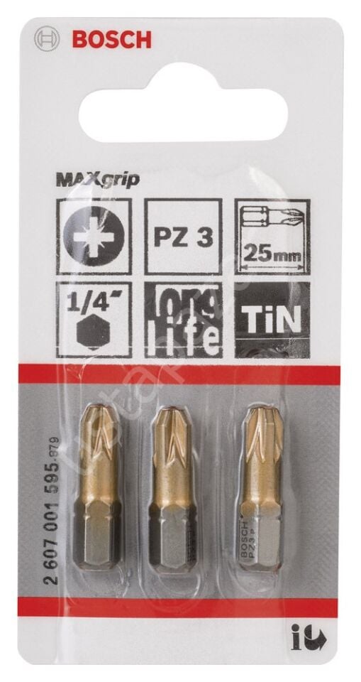 Bosch - Max Grip Serisi Vidalama Ucu PZ 3*25 mm 3'lü 2607001595