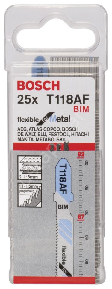 Bosch - Kırılmaya Karşı Dayanıklı Seri Metal İçin T 118 AF Dekupaj Testeresi Bıçağı - 25'Li Paket 2608634991