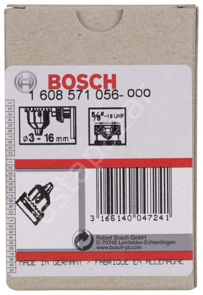 Bosch - 3-16 mm - 5/8''-16 Anahtarlı Mandren 1608571056