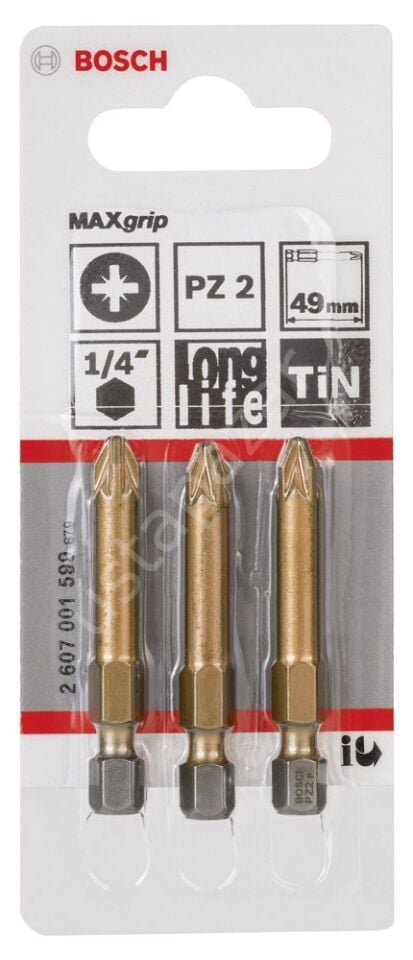 Bosch - Max Grip Serisi Vidalama Ucu PZ 2*49 mm 3'lü 2607001599
