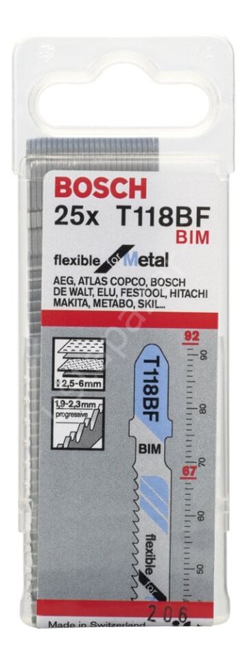 Bosch - Kırılmaya Karşı Dayanıklı Seri Metal İçin T 118 BF Dekupaj Testeresi Bıçağı - 25'Li Paket 2608634992