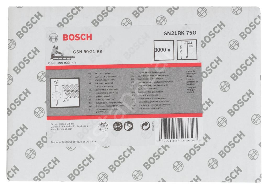 Bosch - GSN 90-21DK Çivi  75mm 3000li Düz ÇinkoK 2608200033