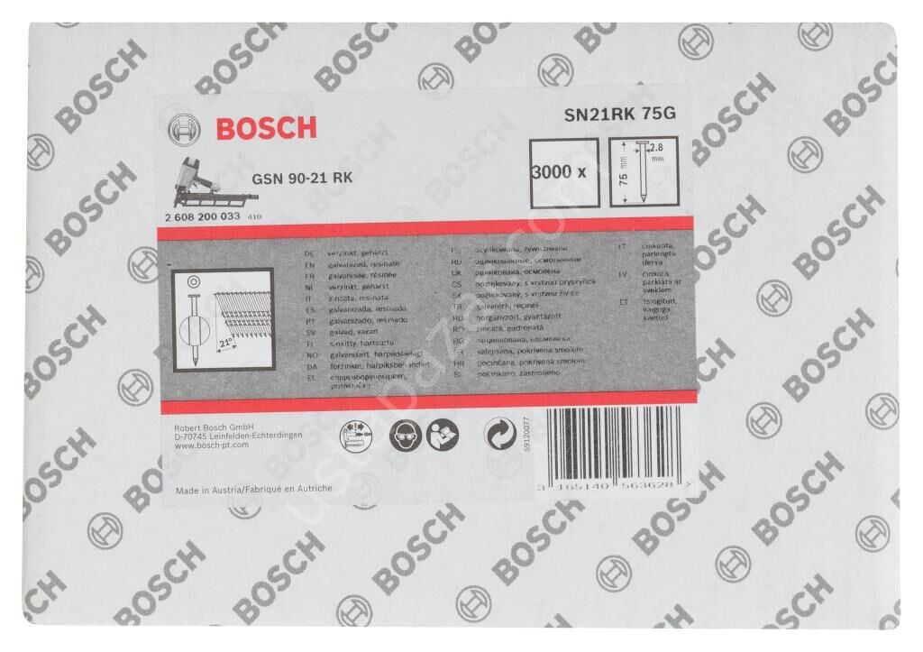 Bosch - GSN 90-21DK Çivi  75mm 3000li Düz ÇinkoK 2608200033