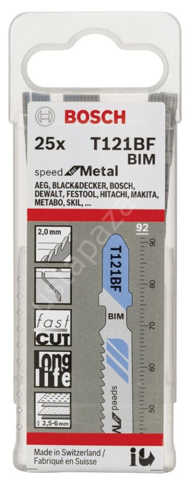 Bosch - Hızlı Kesim Serisi Metal İçin T 121 BF Dekupaj Testeresi Bıçağı - 25'Li Paket 2608636703