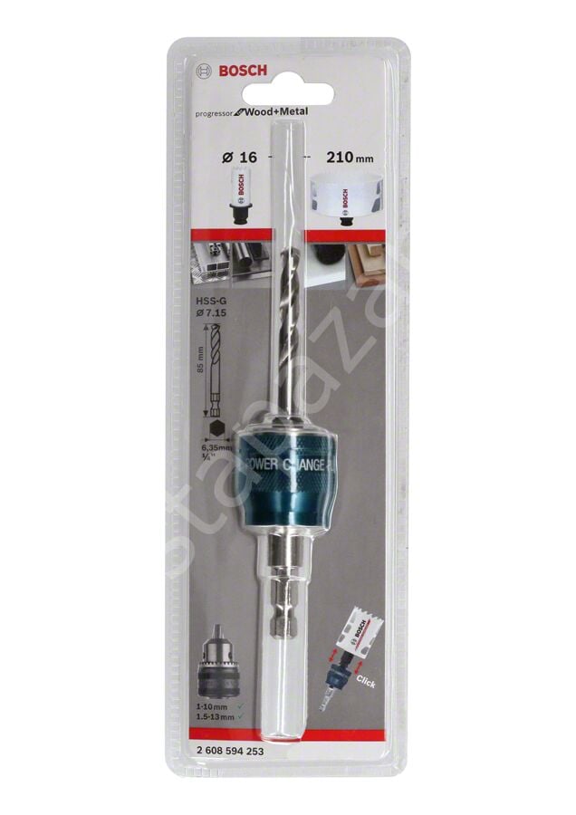 Bosch - Power Change Plus Adaptör, Yeni Progressor Serisi için HSS-G 85 mm Merkezleme Ucu ve Ø 8.7 mm Şaft Girişli 2608594253