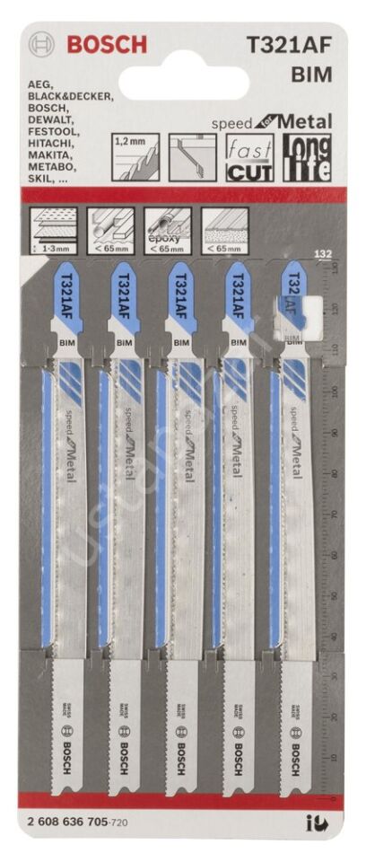 Bosch - Hızlı Kesim Serisi Metal İçin T 321 AF Dekupaj Testeresi Bıçağı - 5'Li Paket 2608636705
