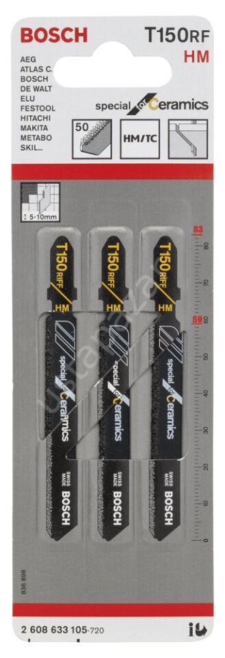 Bosch - Seramik İçin Özel T 150 RIFF Dekupaj Testeresi Bıçağı - 3'Lü Paket 2608633105