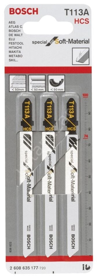 Bosch - Yalıtım Malzemeleri Ve Aşındırıcı Malzemeler İçin T 113 A Dekupaj Testeresi Bıçağı - 3'Lü Paket 2608635177